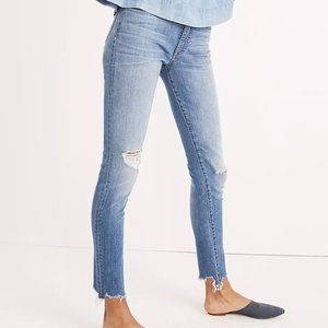 Madewell Jeans 25 Petite Blue 9" High Rise Skinny Jeans Frankie Denim Distressed